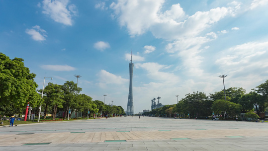 广州花城广场广州塔延时风光视频