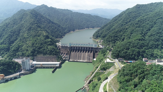 河流水坝航拍视频