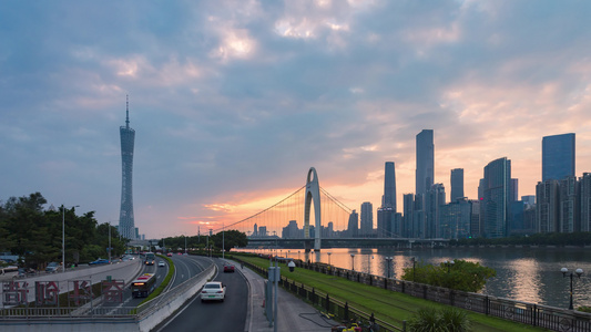 广州塔与珠江新城延时夜景风光视频