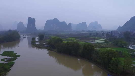 桂林山水桂林风景航拍桂林景色桂林山水云雾缭绕桂林雨天航拍视频