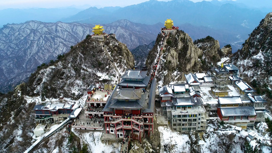 洛阳栾川老君山雪景4K航拍视频