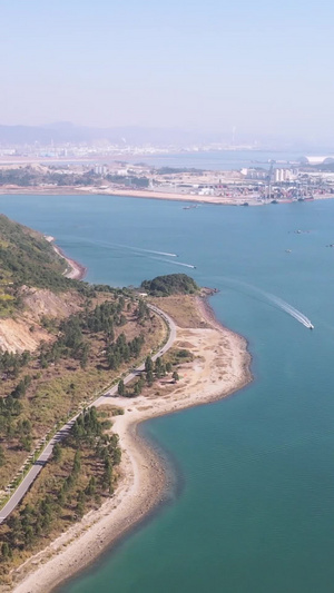 航拍城市风光蓝色海洋自然旅游海景素材旅游素材89秒视频