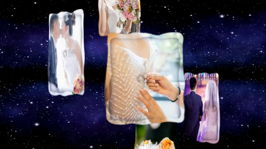 简洁唯美星空浪漫婚礼图片相框展示会声会影X10模板视频