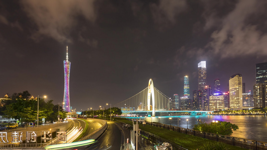 广州塔与珠江新城延时夜景风光视频