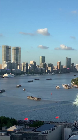 外滩眺望上海东方明珠金融中心14秒视频