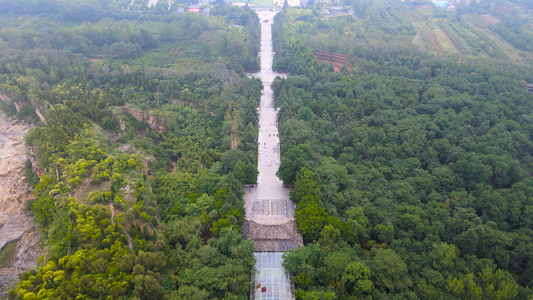 芒砀山5A风景区汉梁孝王后陵墓道路4K视频