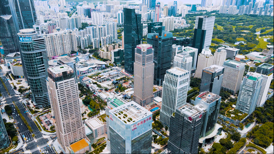 4k高清航拍深圳时代金融中心建筑群CBD城市交通视频