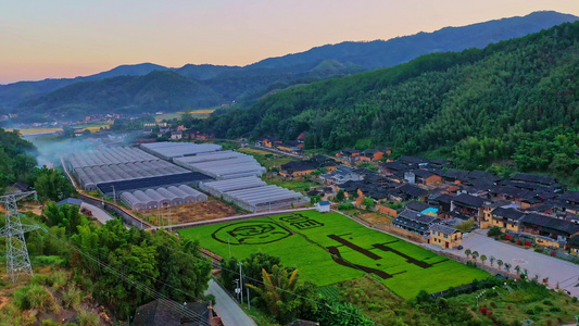 福建古厝稻田航拍视频