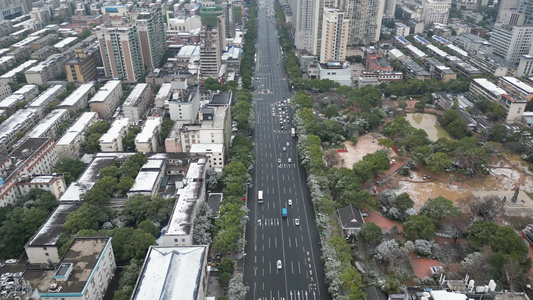 湖南长沙冬天雪景航拍视频