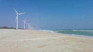 4K海南网红风车海滩美景31秒视频