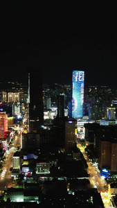 都市繁华夜景灯光徐州夜景航拍视频