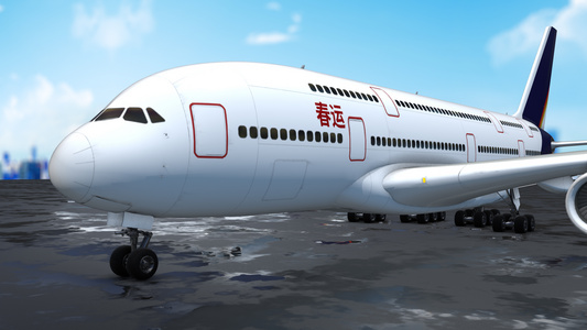 3D春运飞机回家过年AE模板视频