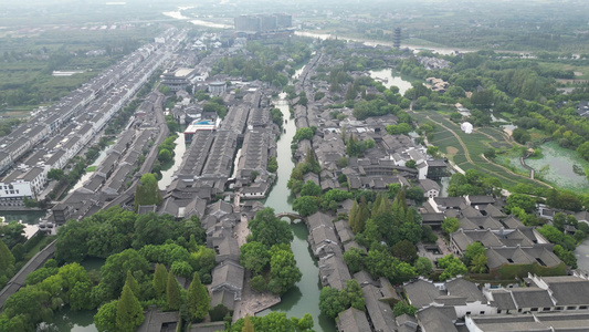 江南水乡乌镇5A景区航拍 视频