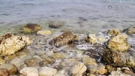 海水中的海滩波浪视频