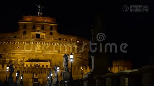 城堡圣特`安杰洛在罗马过夜视频