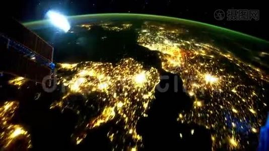 3个视频1。 从国际空间站上看到地球。 地球和北极光来自国际空间站。 由视频