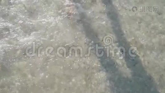 女性的脚在水上行走视频