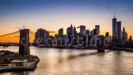 日落时的布鲁克林大桥视频