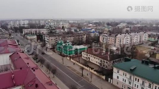 城市建筑的俯视图。视频