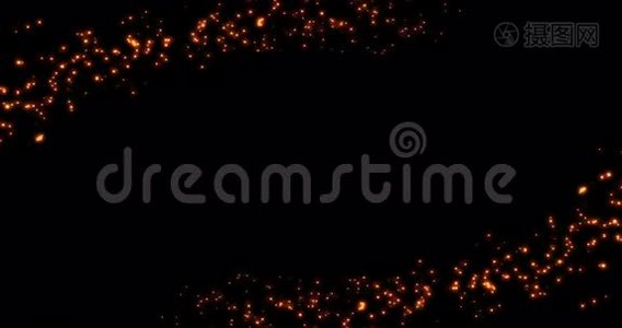 一帧金色闪光的气泡颗粒黑色背景上的星星，喜庆的新年节日视频