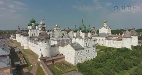 克里姆林宫，罗斯托夫，俄罗斯。 空中飞行视频