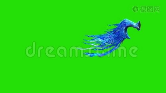 蓝羽翅膀边绿色屏幕三维渲染动画视频
