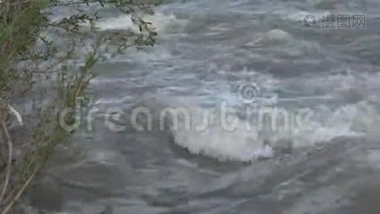 洪水中的浑河，雨水泛滥，风暴，洪水，灾难视频
