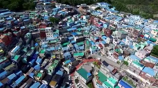 亚洲，韩国釜山，萨哈古，嘉川文化村的鸟瞰图视频