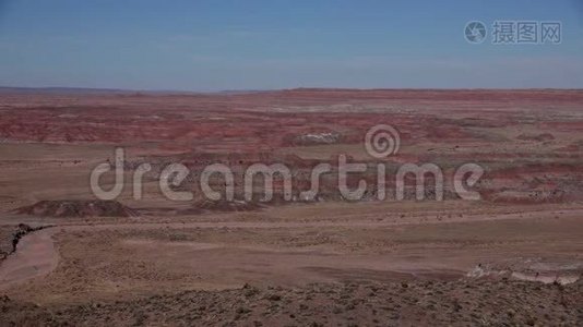 亚利桑那山侵蚀景观，石化森林国家荒野区和油漆沙漠视频