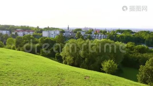 克拉科夫山上的城市景观全景视频