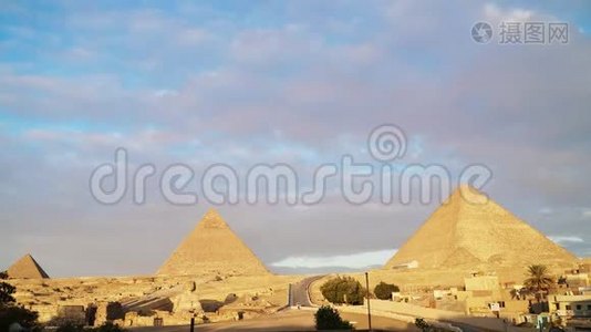 埃及开罗吉萨山谷大金字塔的时间流逝视频