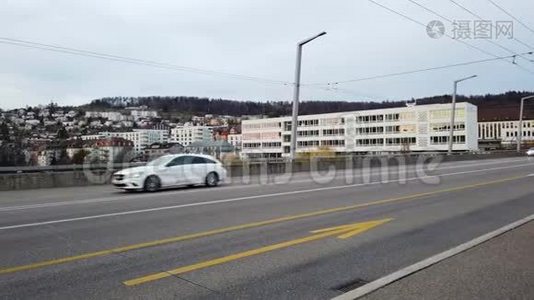瑞士苏黎世城市哈德拉克桥4车道高速公路视频