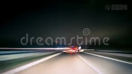 夜间驾驶德国高速公路，延时视频视频