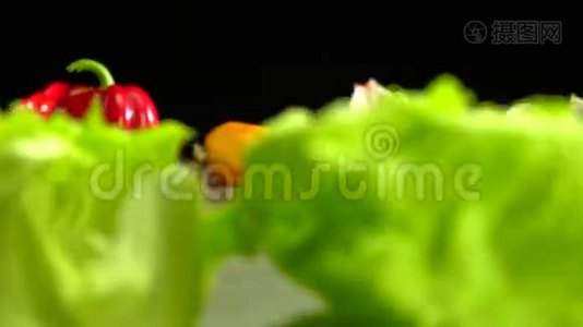 水果和蔬菜的特写镜头。视频