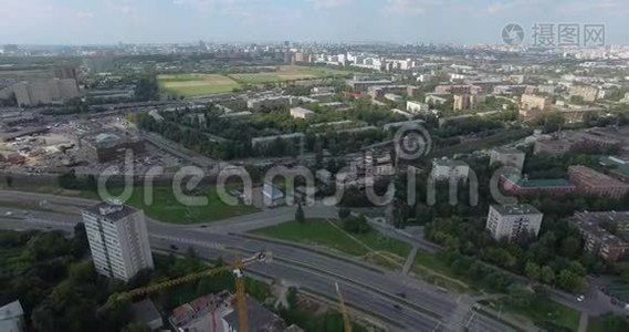 夏季空中城市场景.. 莫斯科城市景观，俄罗斯视频