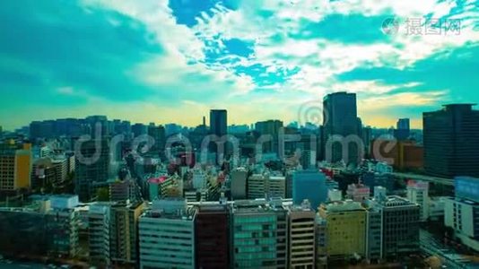 东京市区一段时间的城市景观大镜头高角度变焦视频