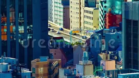 东京市区一段时间的城市景观远镜头高角度变焦视频