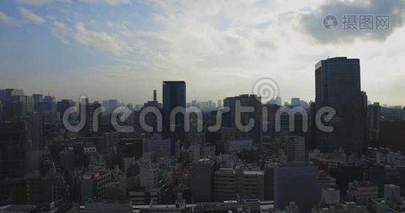 东京市区的高角度城市景观视频