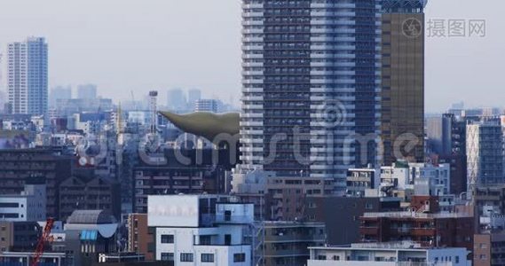 东京市区的城市景观，高角度长镜头视频