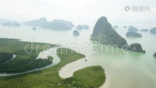 泰国Phan Nga的Samet Nangshe观景台鸟瞰图视频