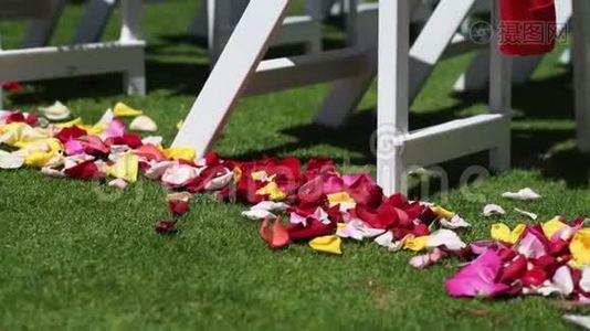 婚礼，高尔夫球场仪式的装饰视频