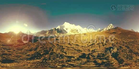 360vr全景日落卡拉帕塔。 珠穆朗玛峰和Khumbu谷，喜马拉雅山的尼泊尔。 戈拉克·谢普视频