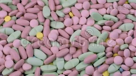 许多色彩鲜艳的抗生素药物抗生素药片都是特写镜头视频