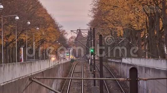 德国下萨克森州汉诺威市的汉诺威Stadtbahn轻轨系统. 时光流逝。视频