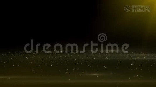 空间背景动画三维渲染中的金色浮尘粒子与雾视频