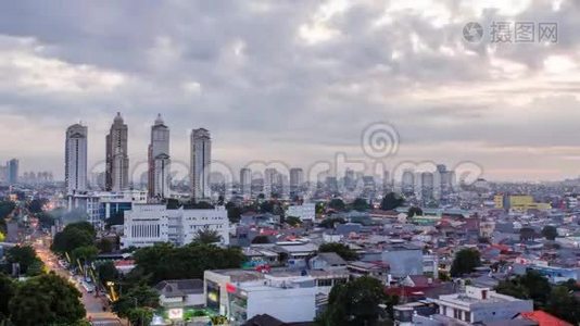 清晨时分雅加达城市全景。 印度尼西亚。视频