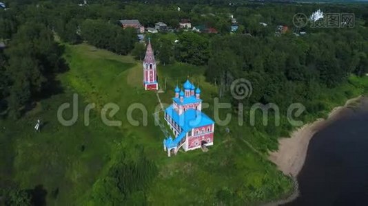 教会的偶像卡赞神之母航拍视频.. 俄罗斯图塔耶夫视频