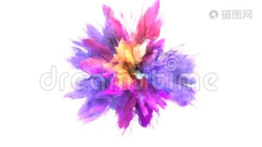 彩色爆炸-彩色紫黄色烟雾爆炸液颗粒阿尔法哑光视频