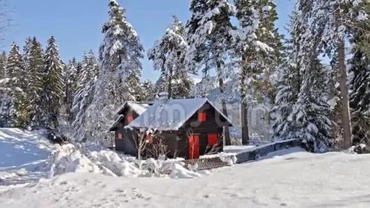 冬季康涅狄格州仙境小屋白雪空中4k视频
