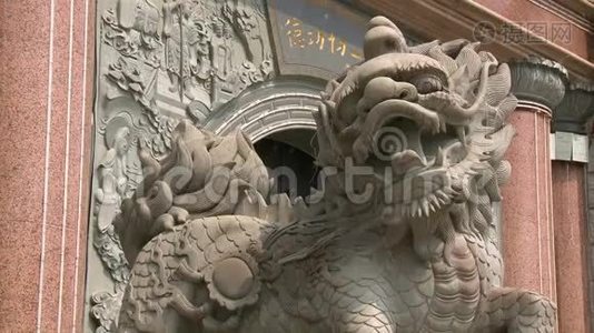 马来西亚凯乐寺麒麟石雕视频